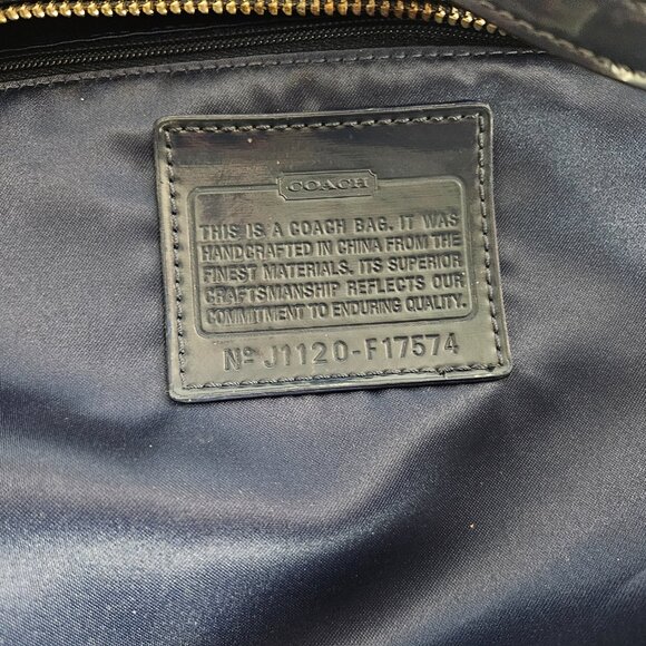 Coach Signature Tote Handbag J1120-F17574 Satin Pink Sequin Band Medium Blue Bag - Picture 3 of 16